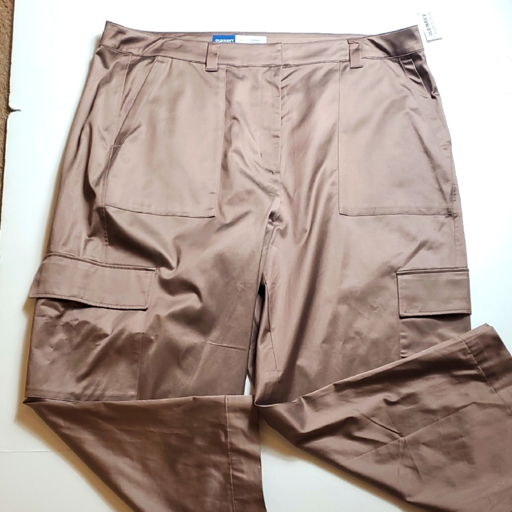 Old Navy Tan Satin Cargo Pants